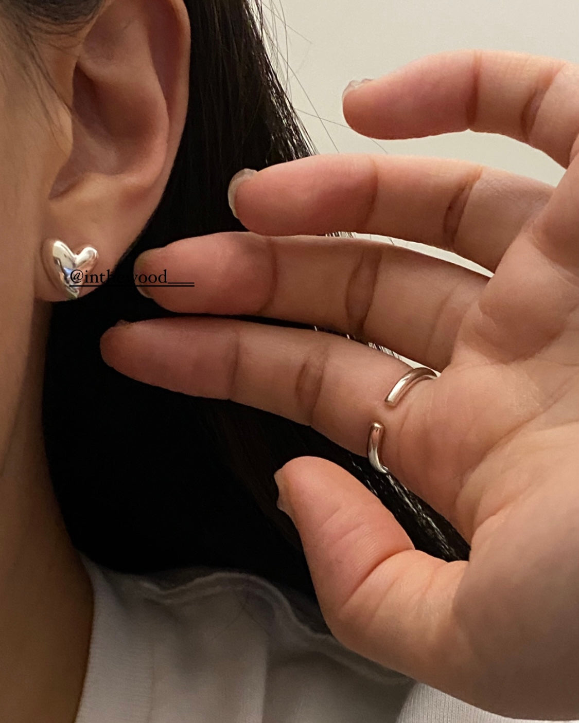 [925silver] Star in Heart Earrings