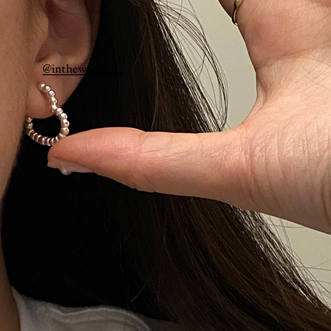 [925silver] Bubble Heart One Touch Earrings