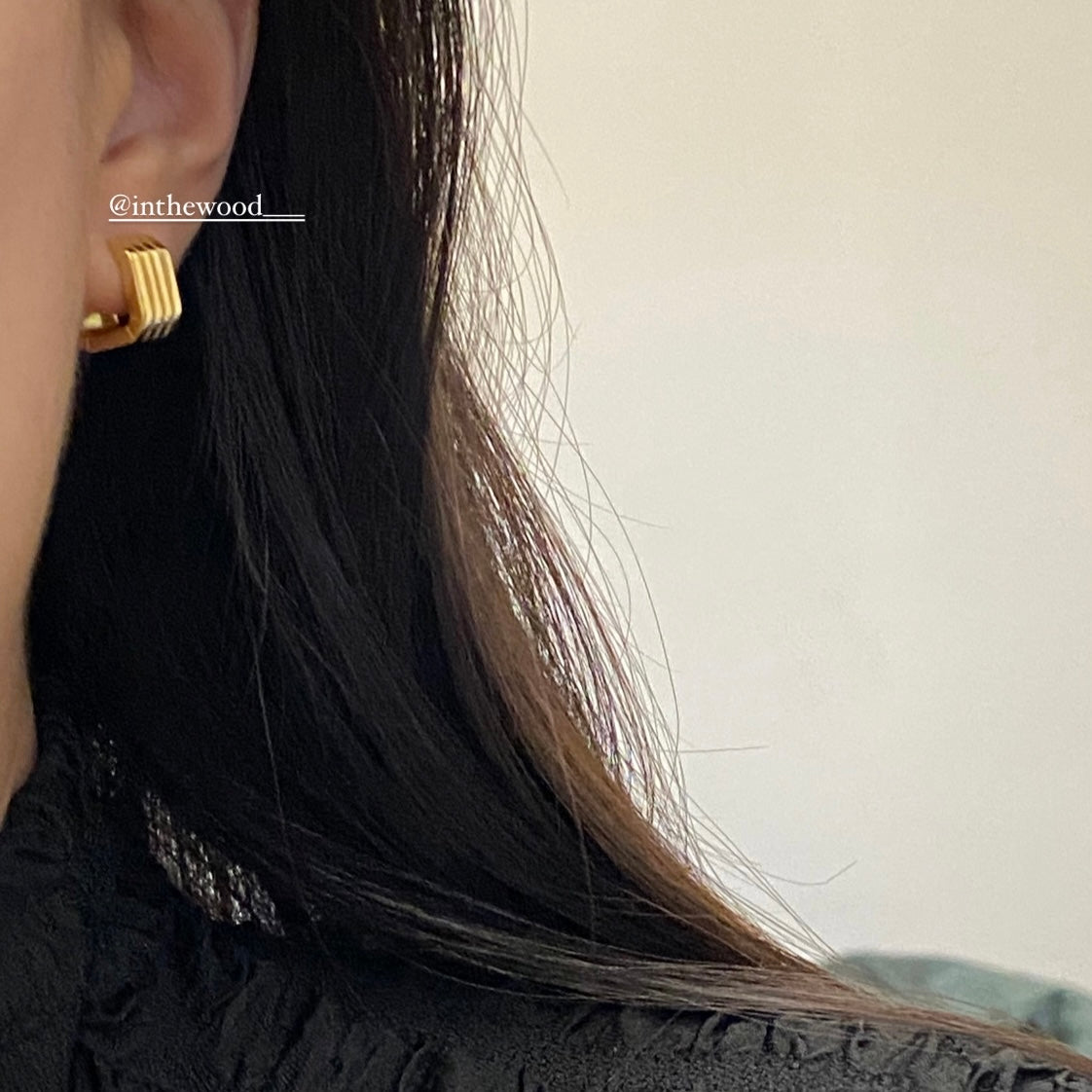 [925silver] Bold Square One Touch Earrings