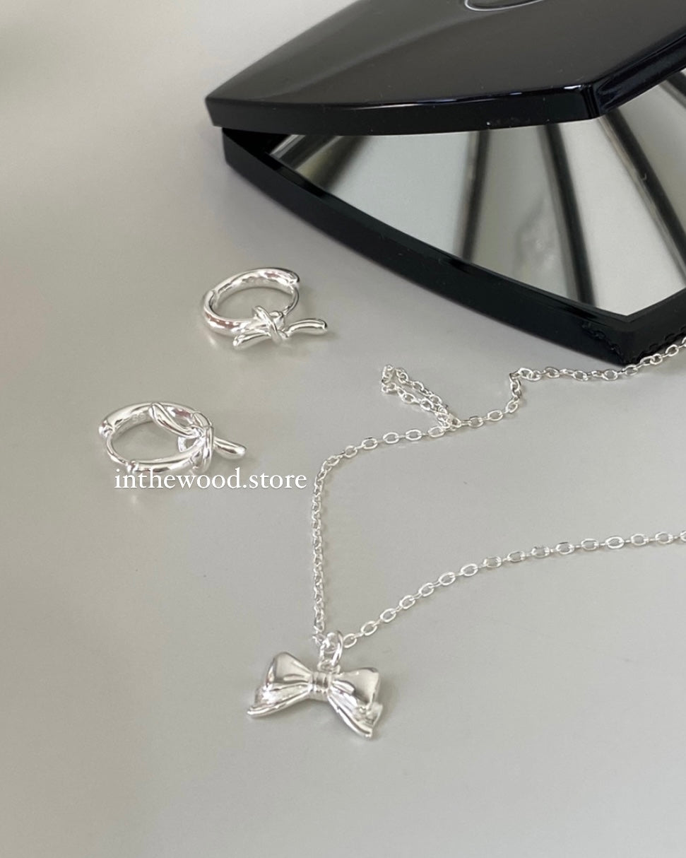 [925silver] Mini Knot Charm One Touch Earrings