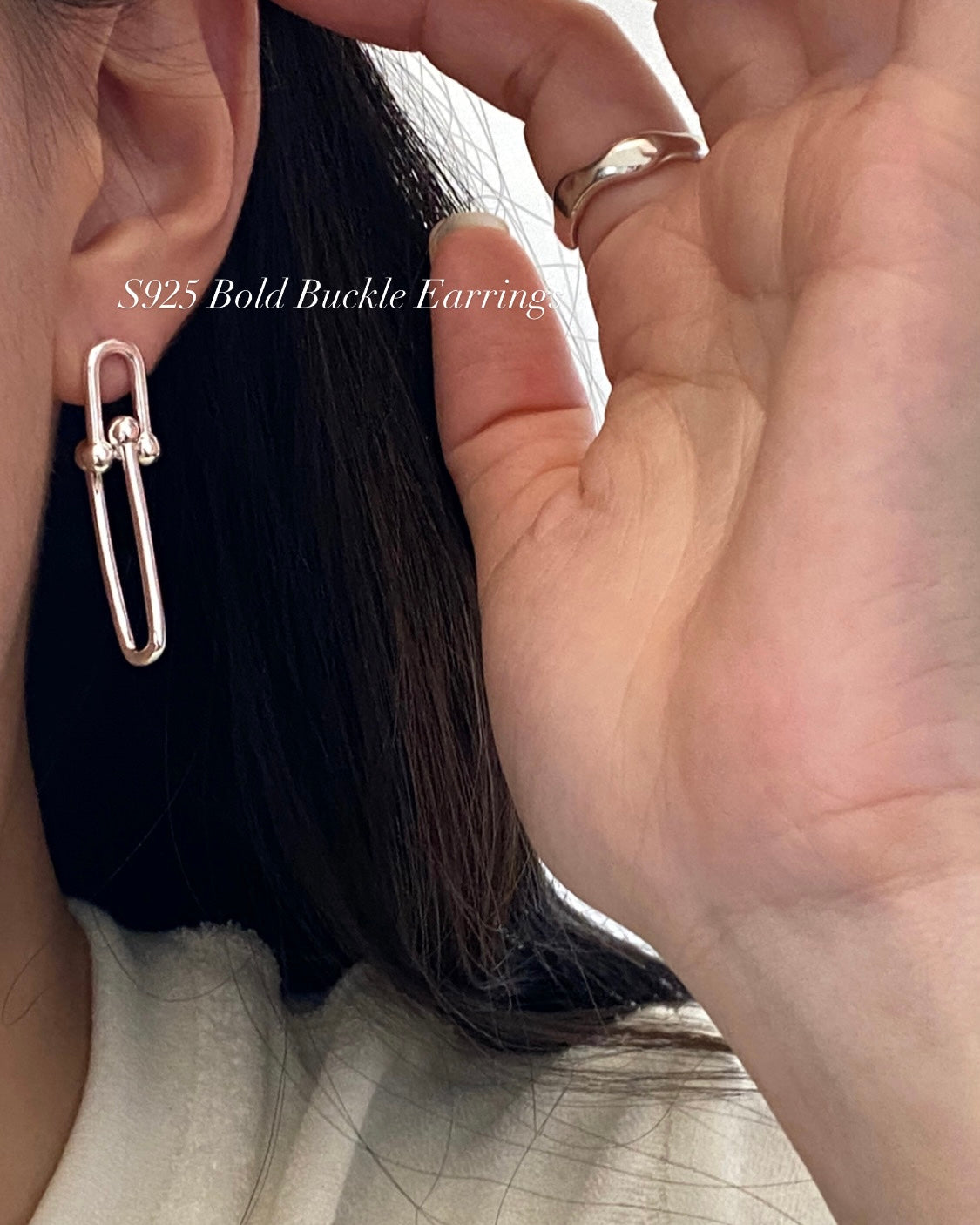 [925silver] Bold Buckle Earrings