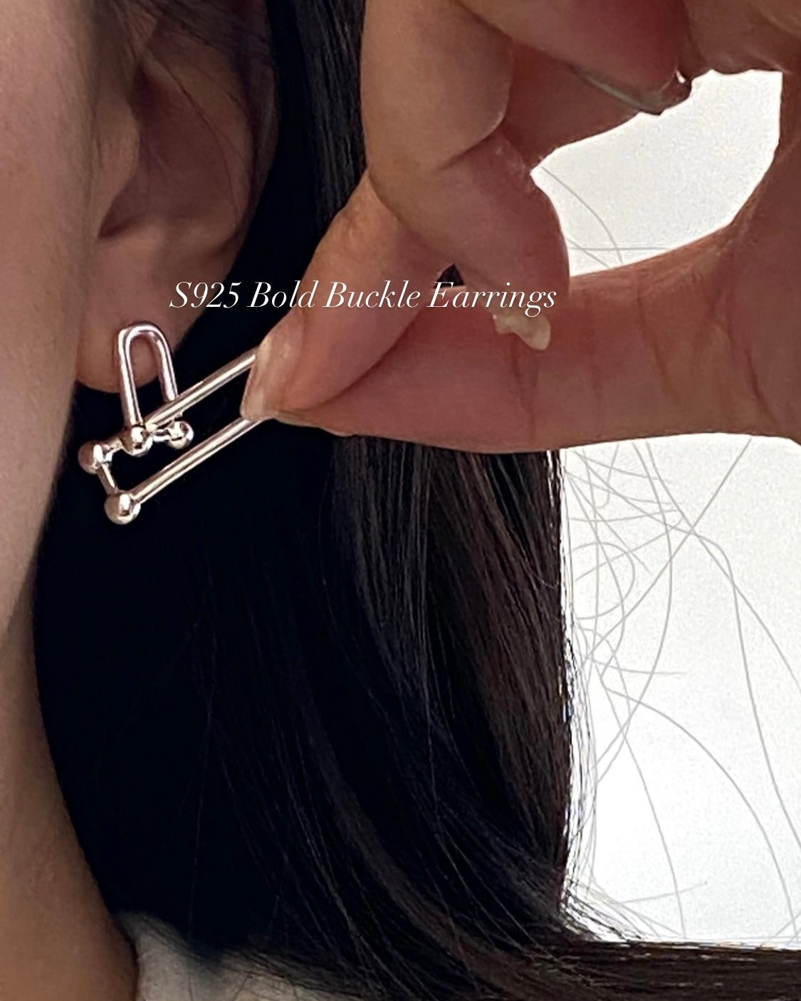 [925silver] Bold Buckle Earrings