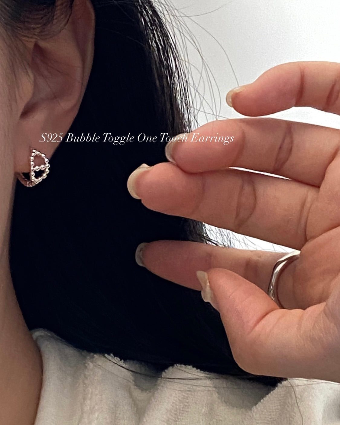 [925silver] Bubble Toggle One Touch Earrings