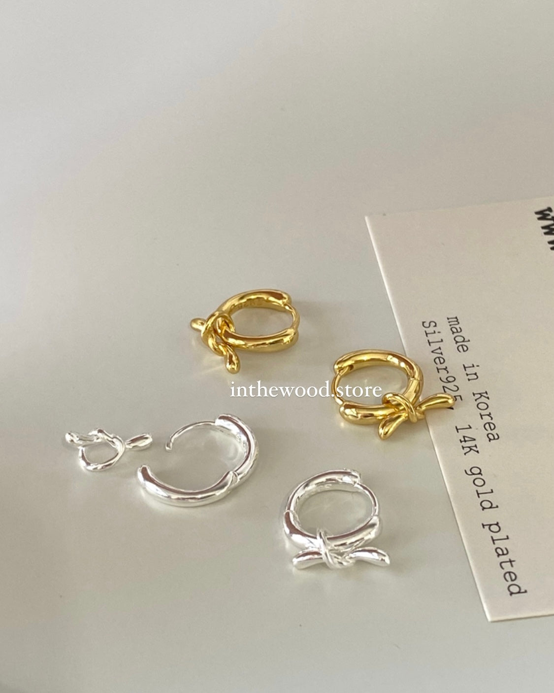 [925silver] Mini Knot Charm One Touch Earrings