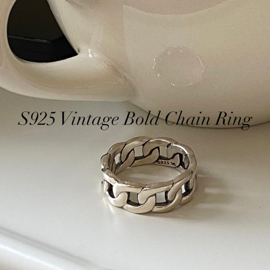 [925silver] Vintage Bold Chain Ring