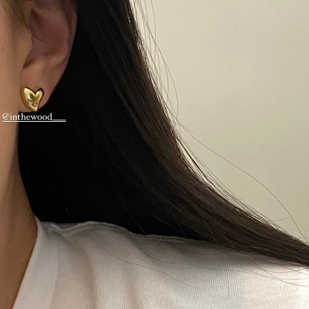 [925silver] Star in Heart Earrings