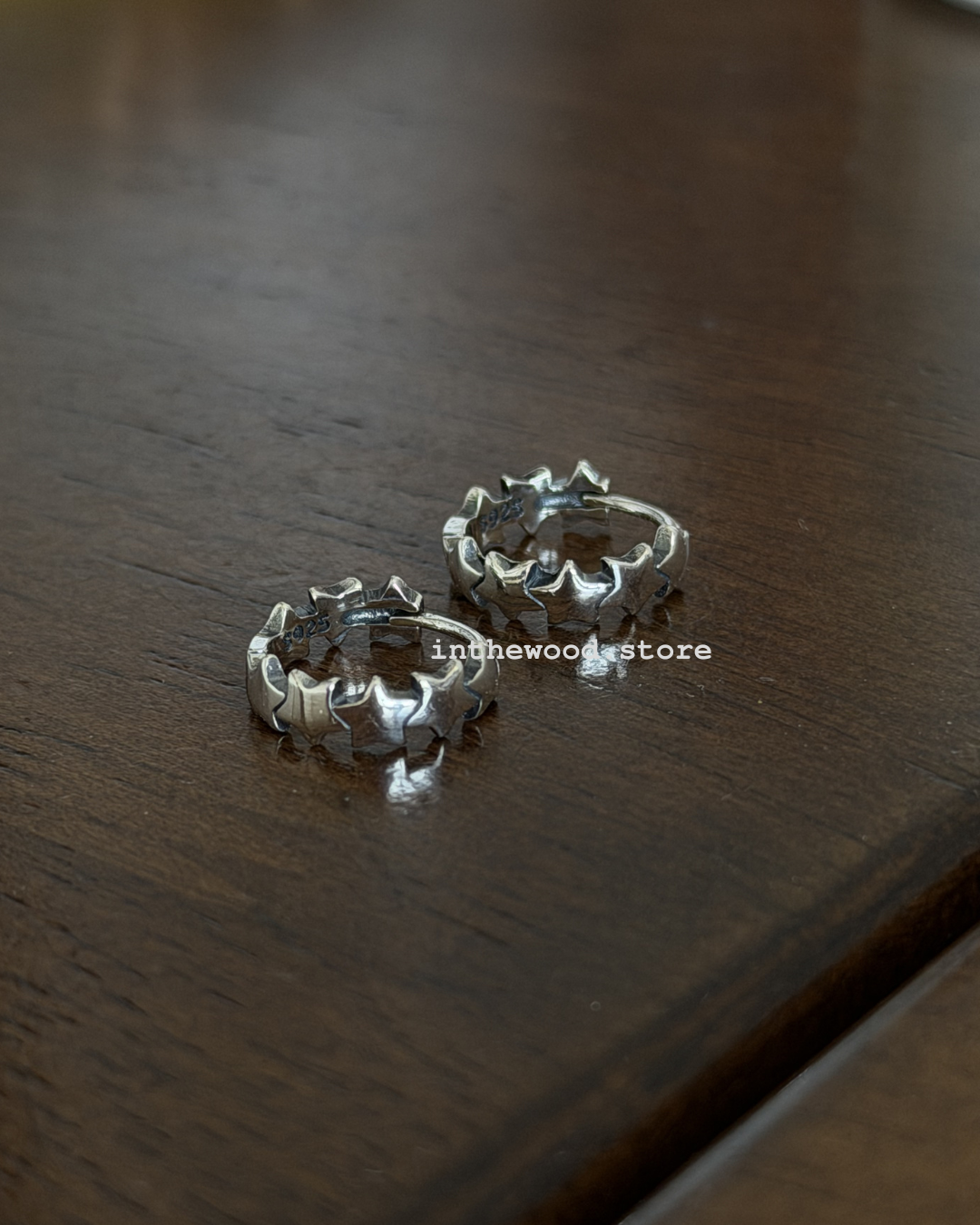 [925silver] Vintage Star One Touch Earrings