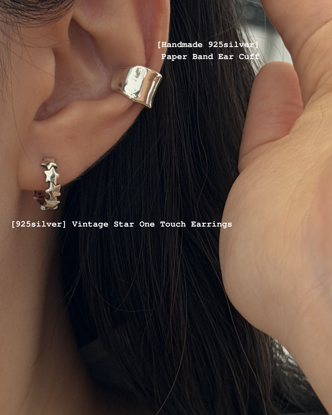 [925silver] Vintage Star One Touch Earrings