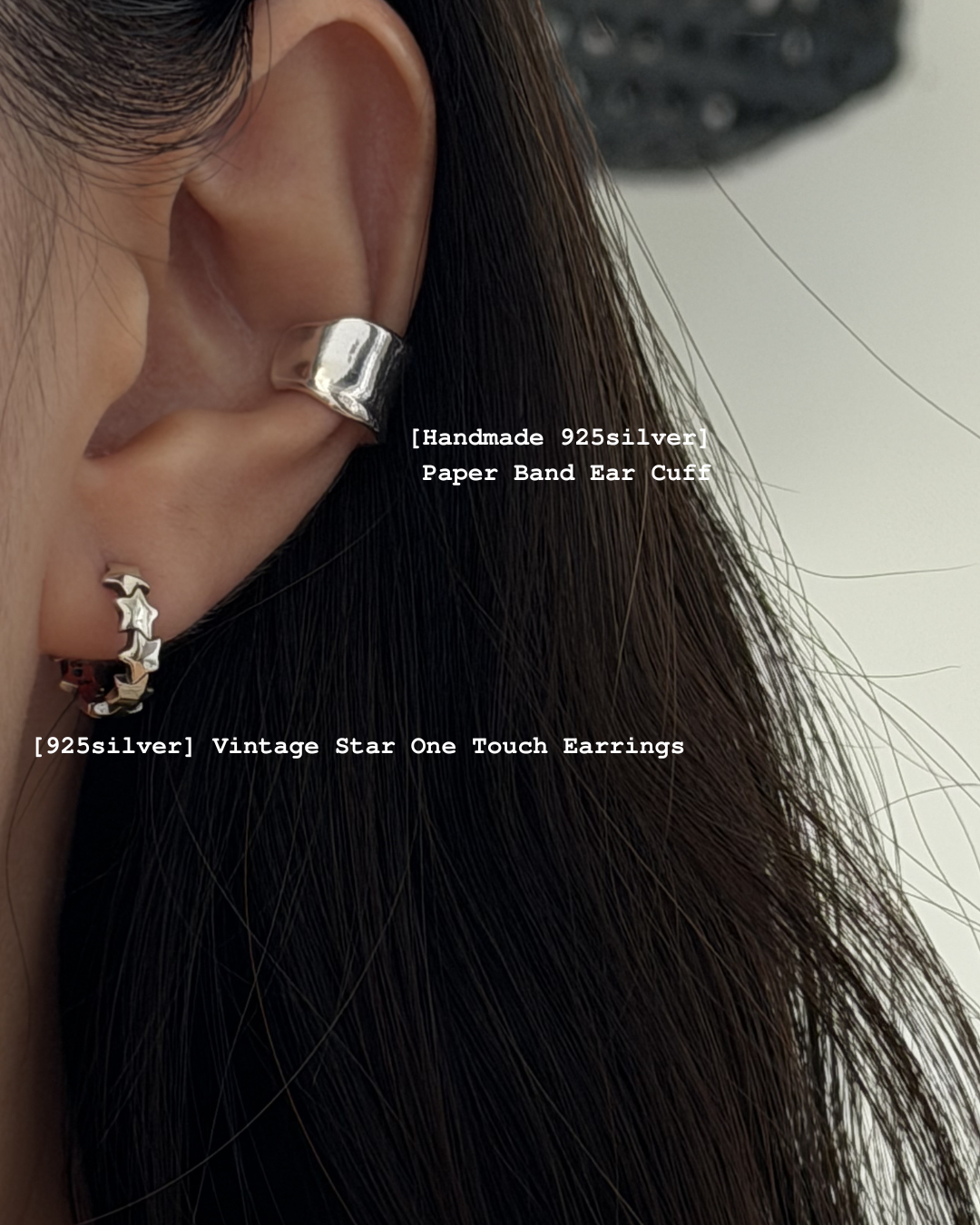 [925silver] Vintage Star One Touch Earrings