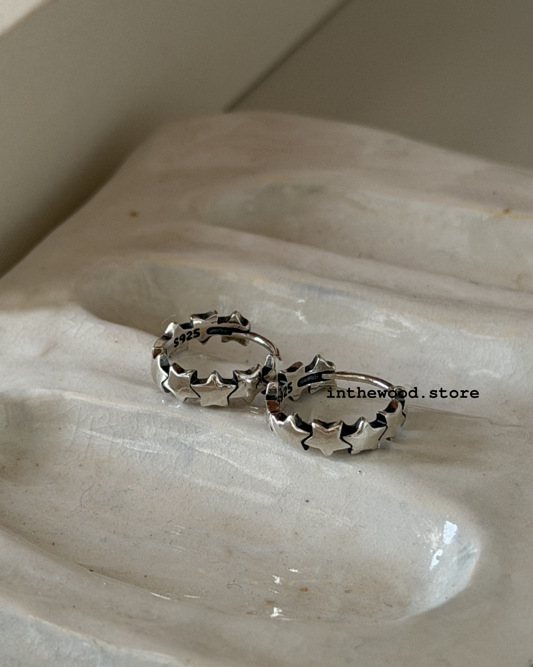 [925silver] Vintage Star One Touch Earrings