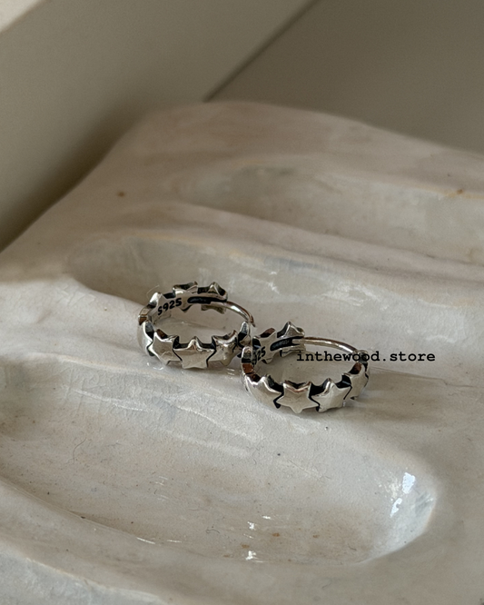 [925silver] Vintage Star One Touch Earrings
