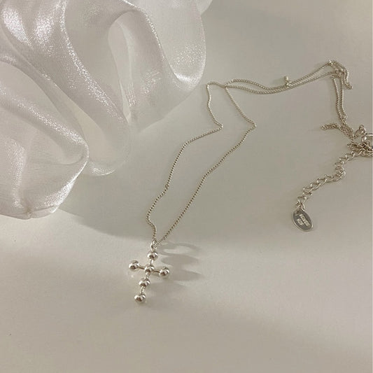 [925silver] Bubble Cross Necklace