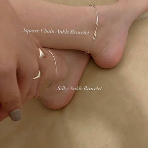 [925silver] Square Chain Anklet