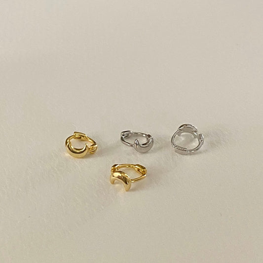 [925silver] Moon One Touch Earrings