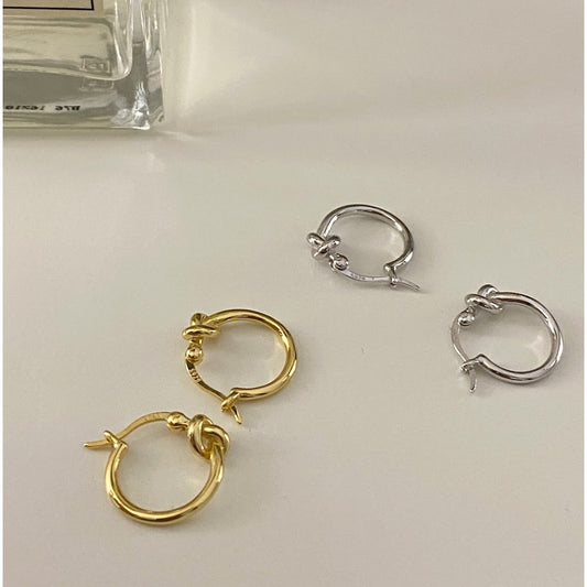 [925silver] Knot Hoop Earrings