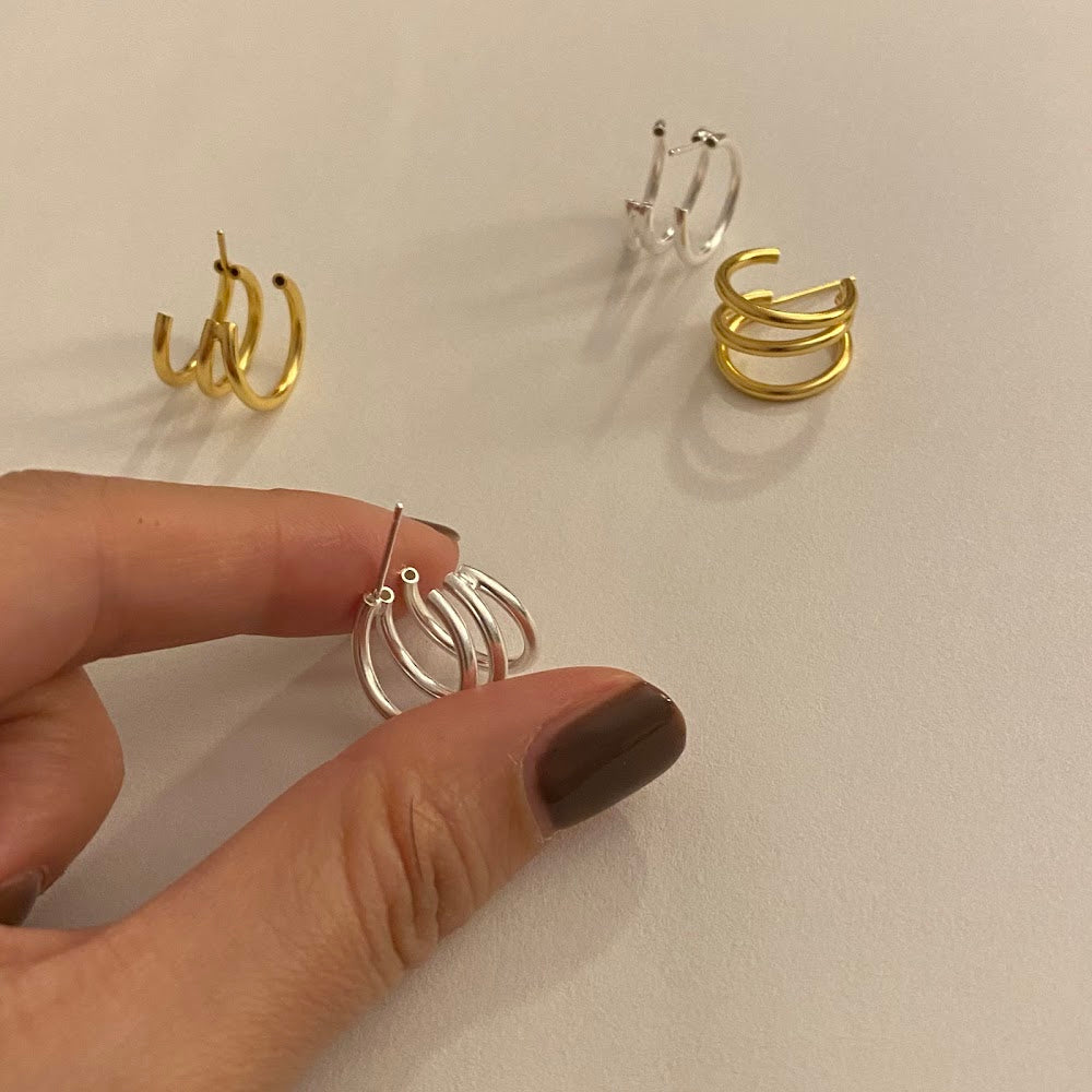 [925silver] Triple Earrings