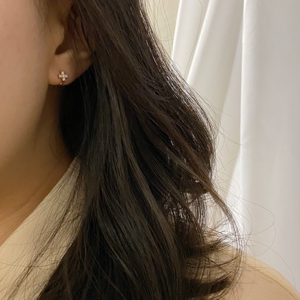 [925silver] Cross One Touch Earrings