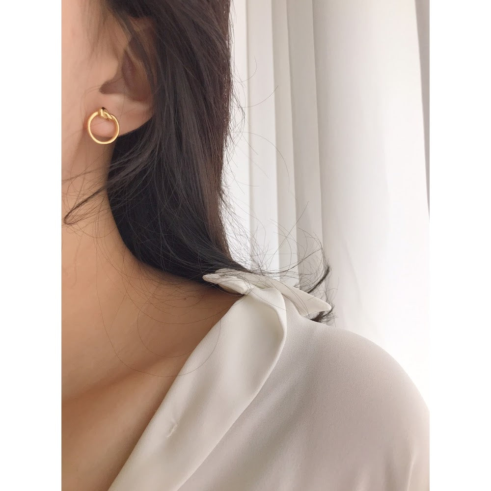 [925silver] Knot Round Earrings