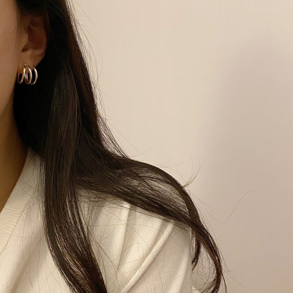 [925silver] Triple Earrings