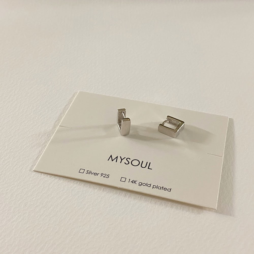 [925silver] Mini Square One Touch Earrings