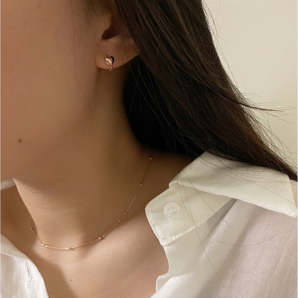 [925silver] Heart One Tounch Earrings