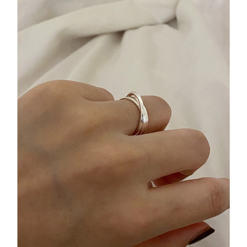 [925silver] Crossed Ring