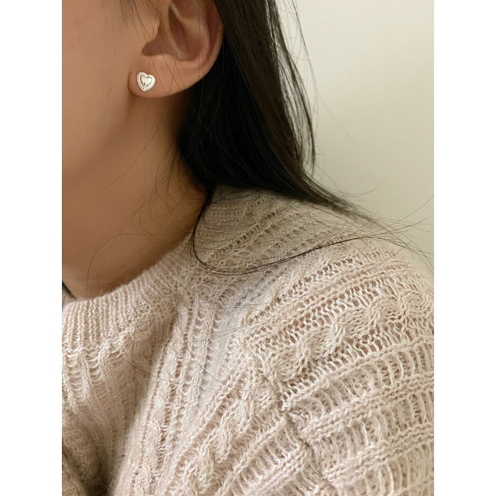 [925silver] Lace Heart Earrings
