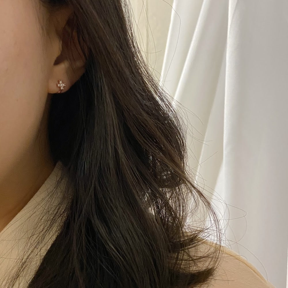 [925silver] Cross One Touch Earrings