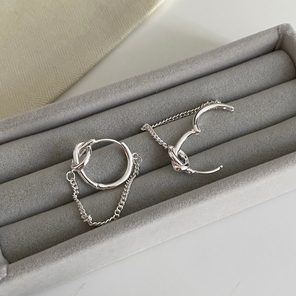 [925silver] Knot Line Earrings