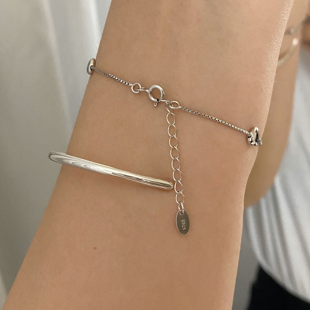 [925silver] Link Heart Bracelet