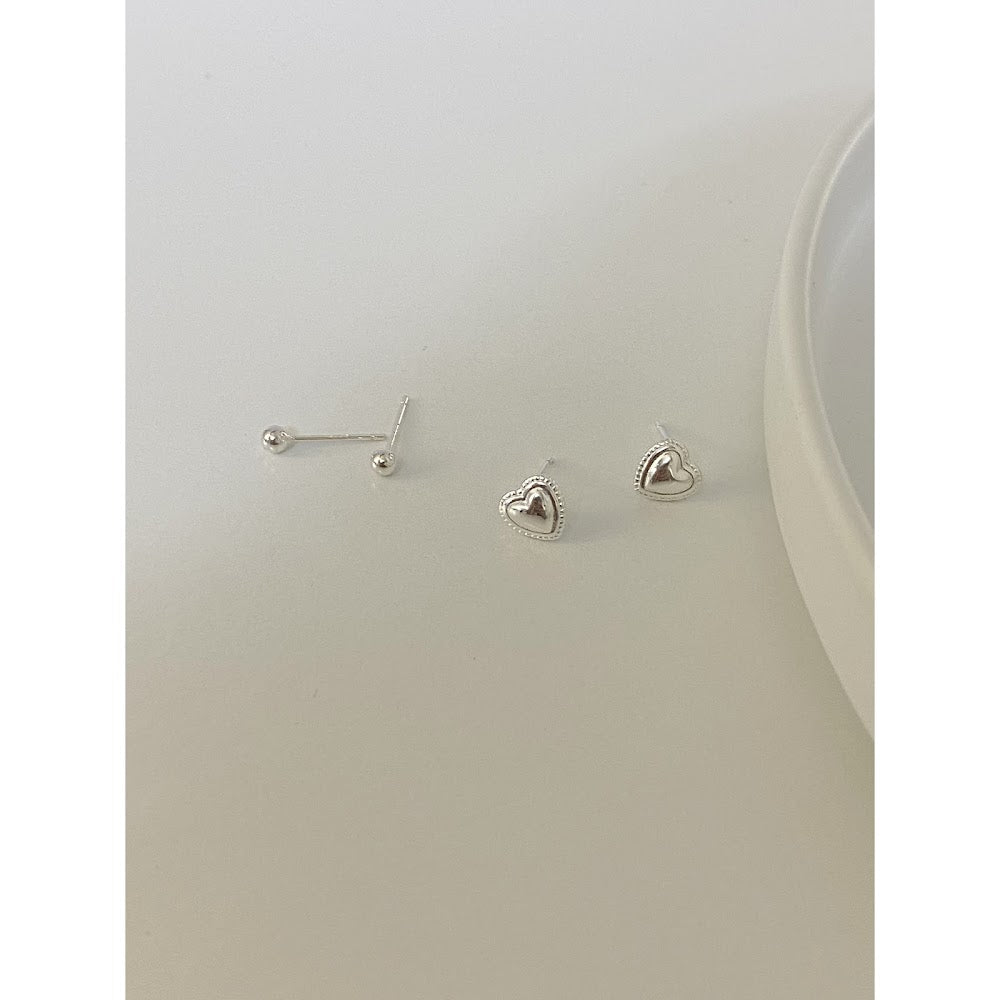 [925silver] Lace Heart Earrings