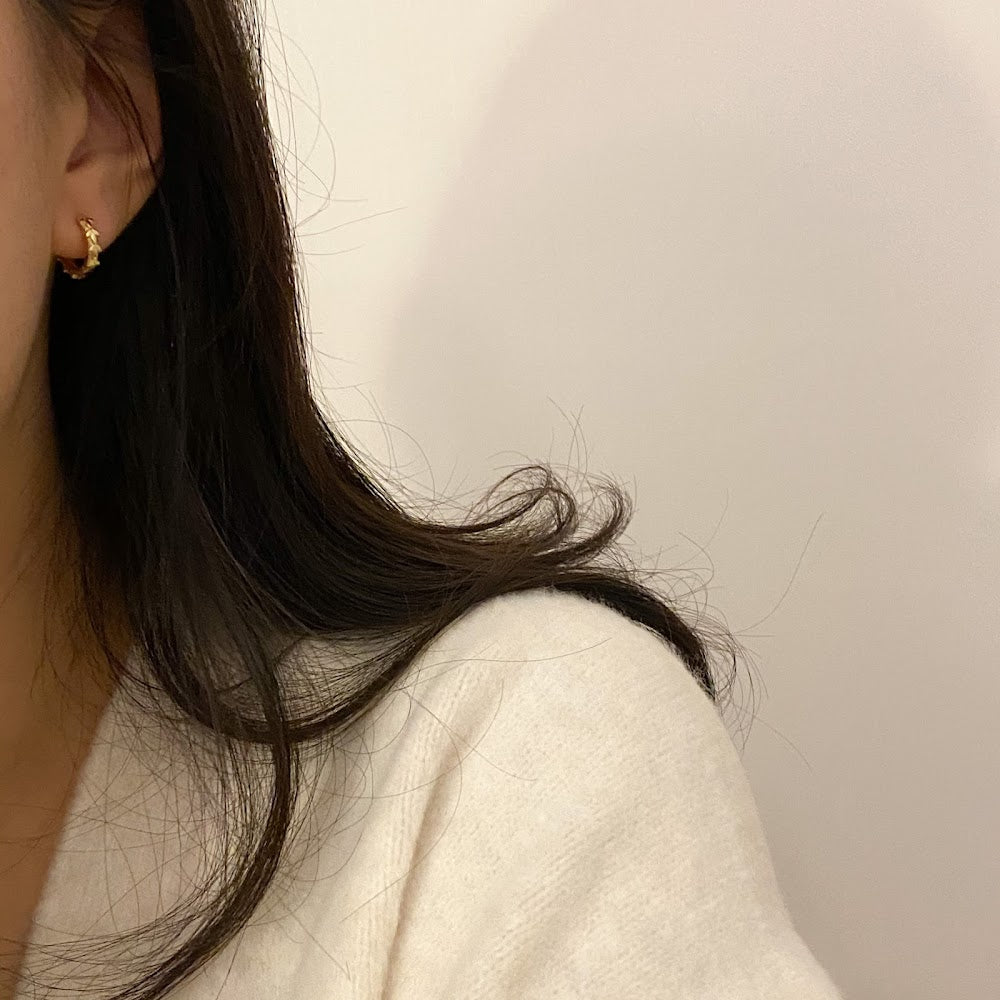 [925silver] Leaf One Touch Earrings