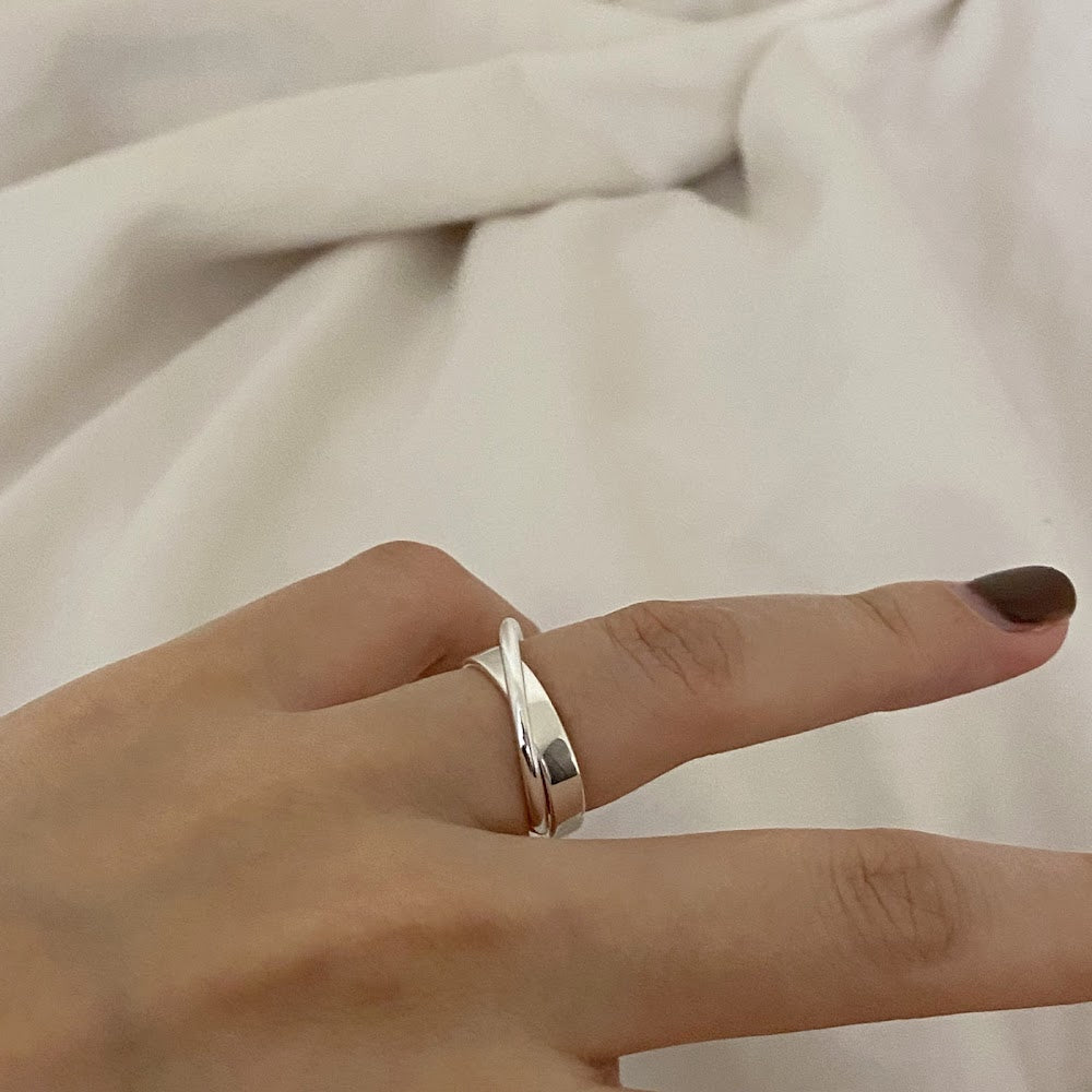 [925silver] Crossed Ring