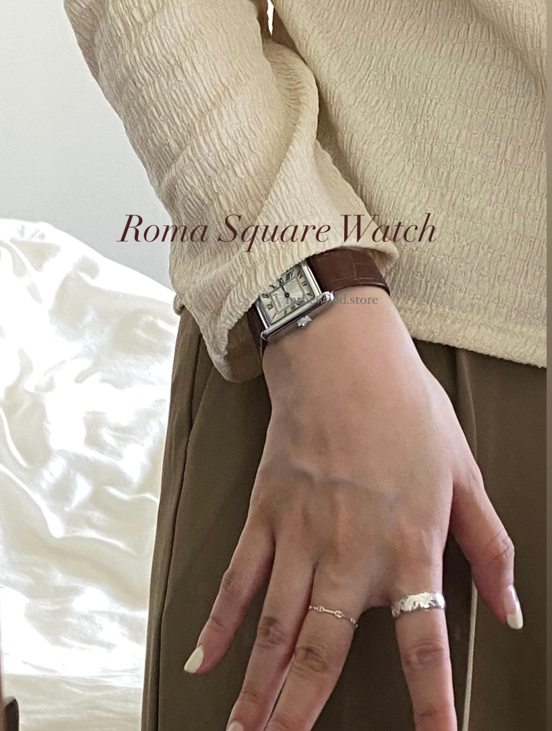 Roma Square Watch #1 - Silver Brown