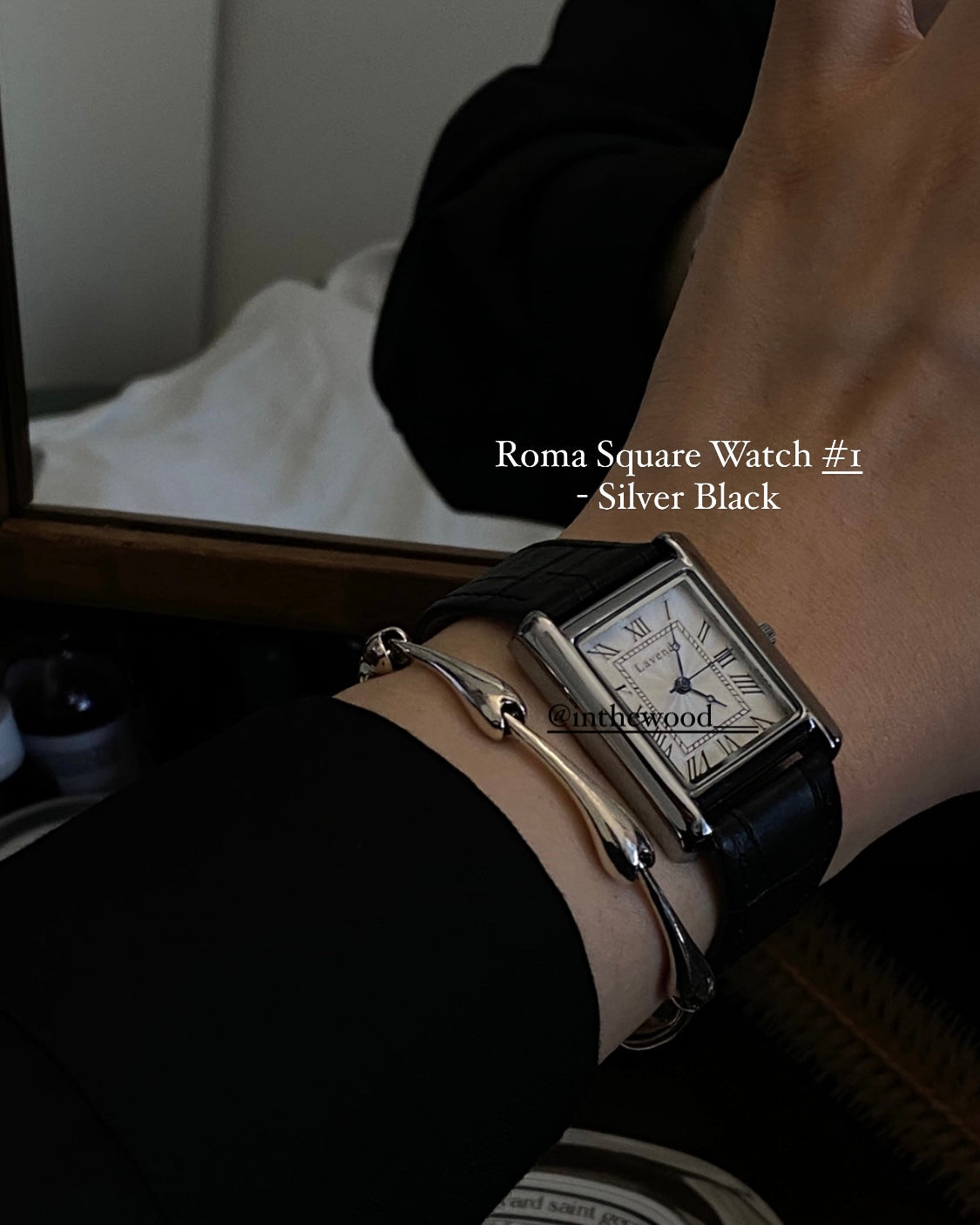 Roma Square Watch #1 - Silver Black & Grey