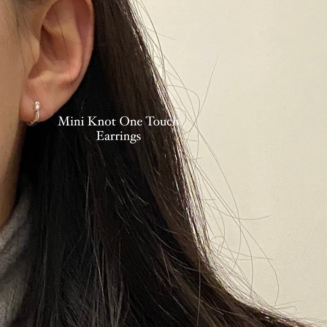 [925silver] Mini Knot One Touch Earrings