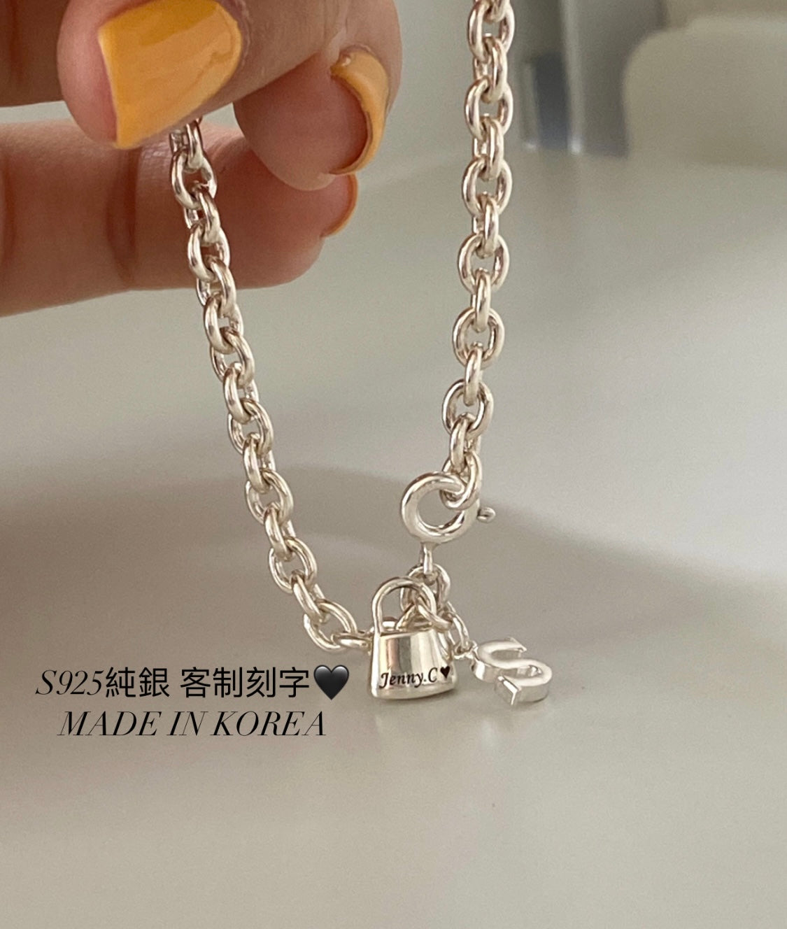 [925silver] 客制刻字 Mini Letter Lock Bracelet