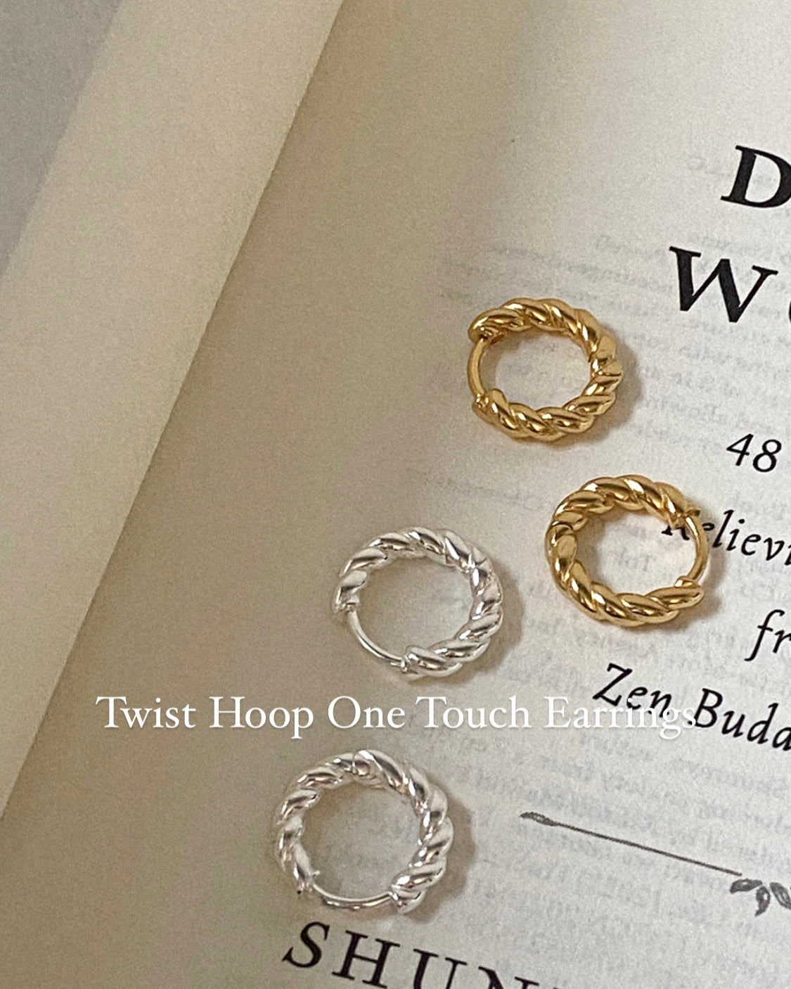 [925silver] Twist Hoop One Touch Earrings