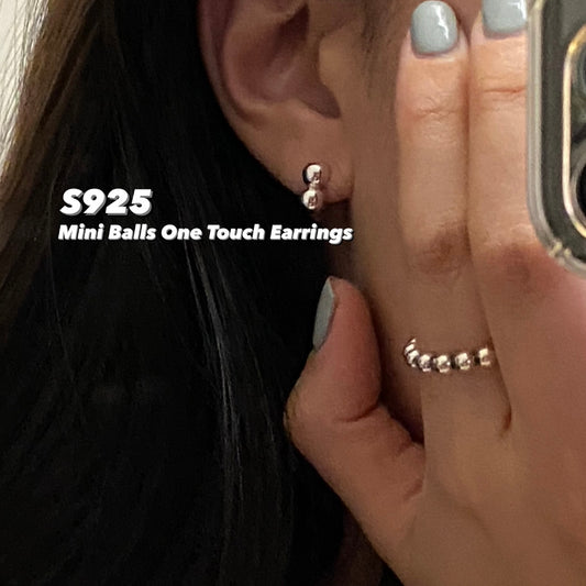 [925silver] Mini Balls One Touch Earrings