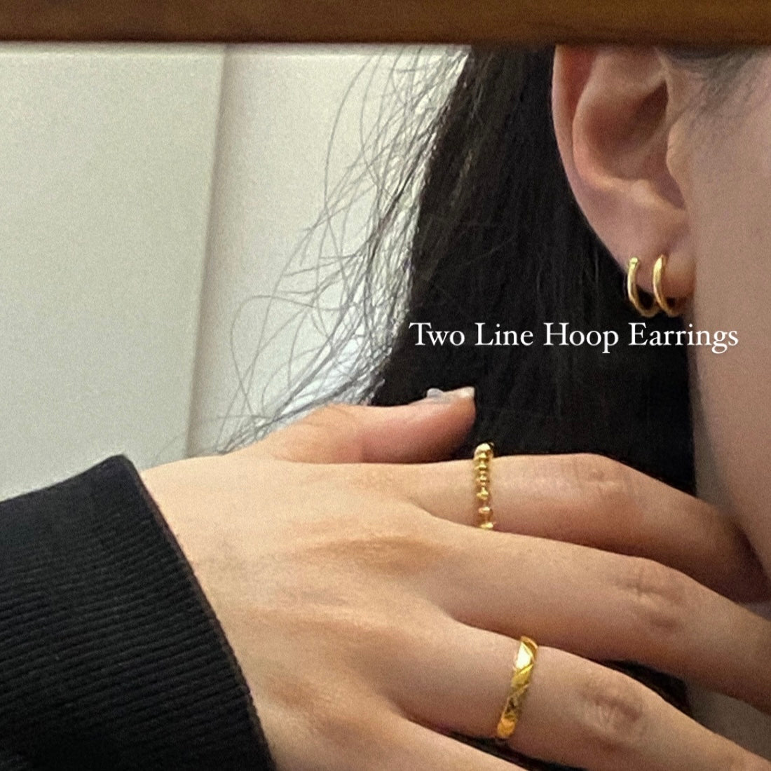 [925silver] Two Line Hoop Earrings