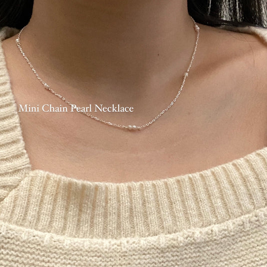 [925silver] Mini Chain Pearl Necklace