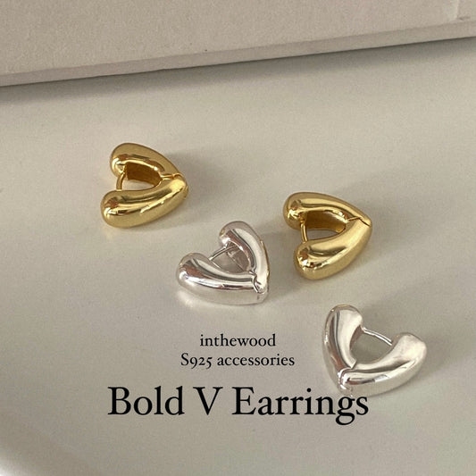 [925silver] Bold V Earrings
