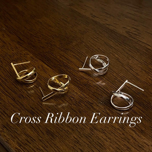 LAST CALL 📣 [925silver] Cross Ribbon Earrings