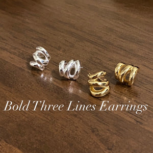 [925silver] Bold Three Lines Earrings