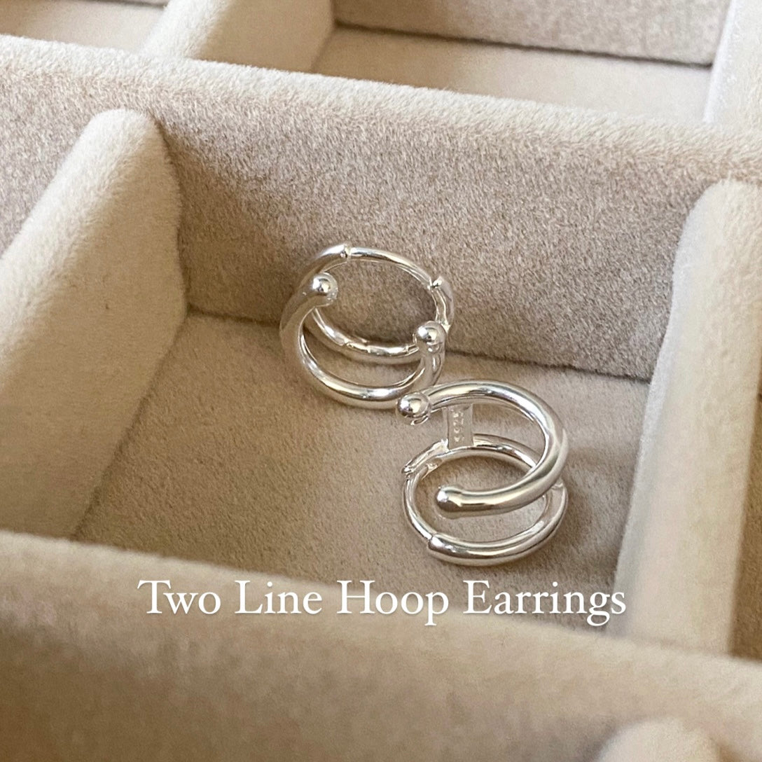 [925silver] Two Line Hoop Earrings