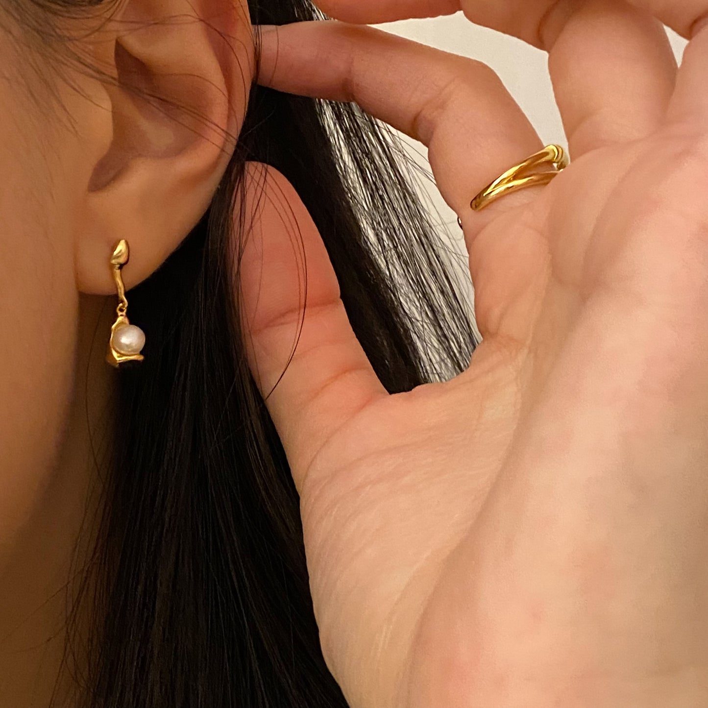 [925silver] Irregular Pearl Earrings