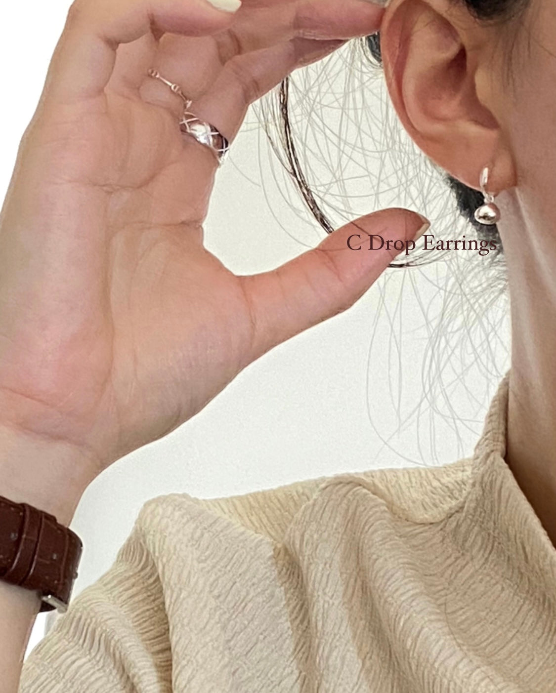[925silver] C Drop Earrings