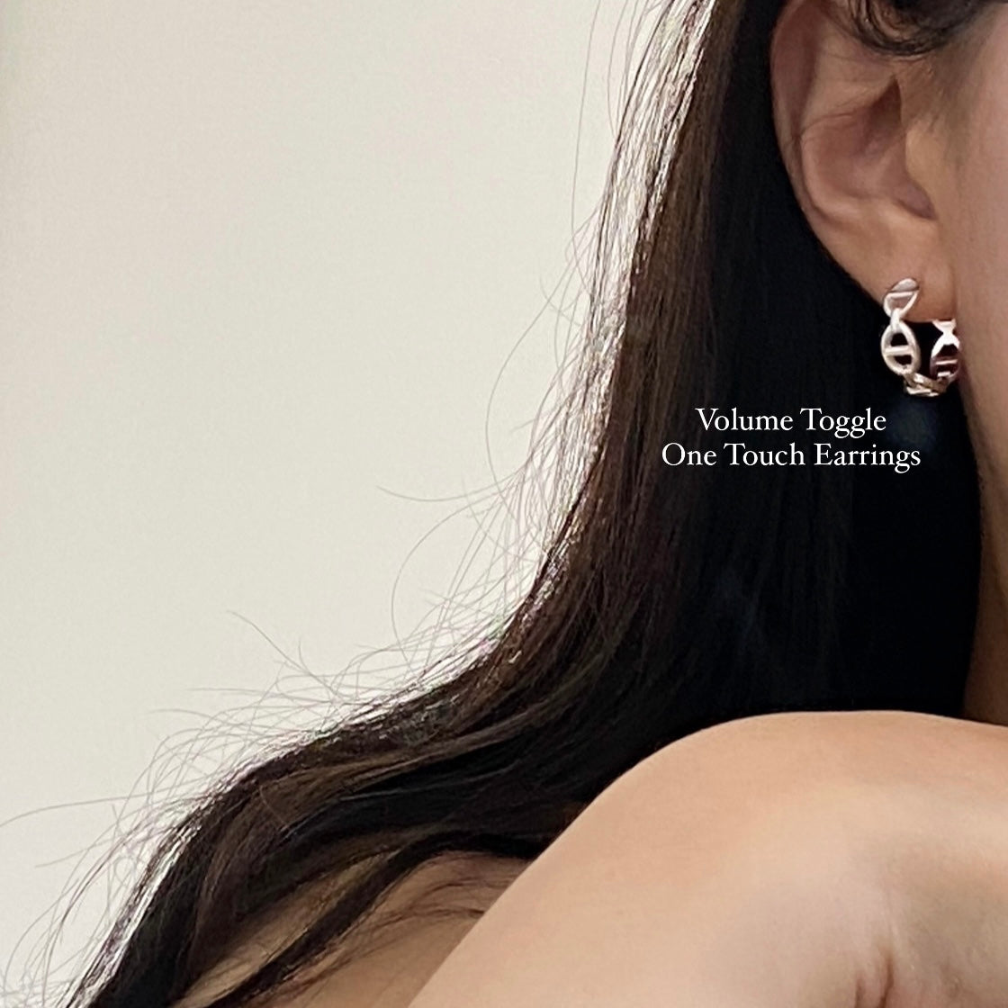 [925silver] Volume Toggle One Touch Earrings