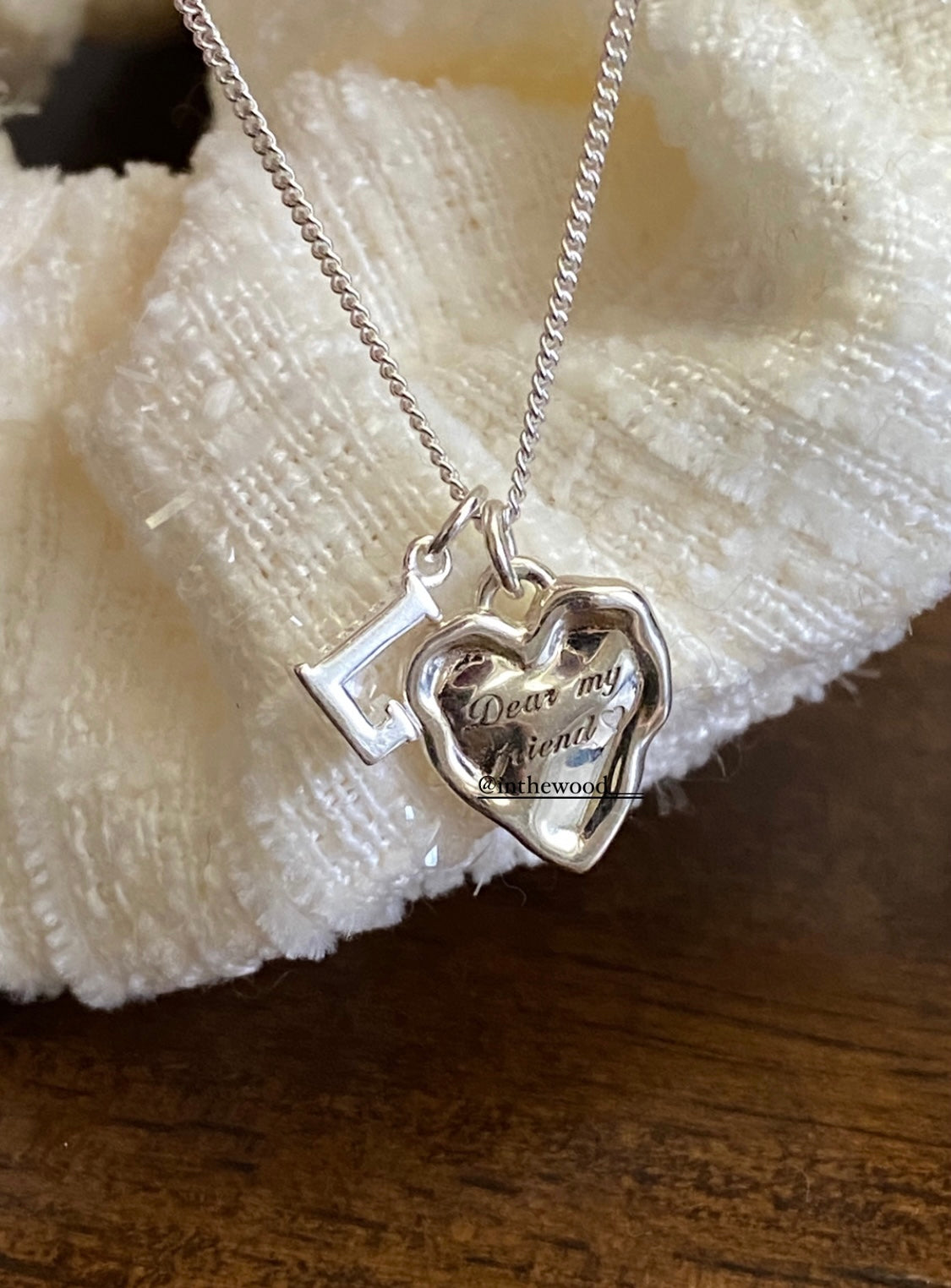 [925silver] 客制刻字🤍Ruffles Letter Heart Necklace