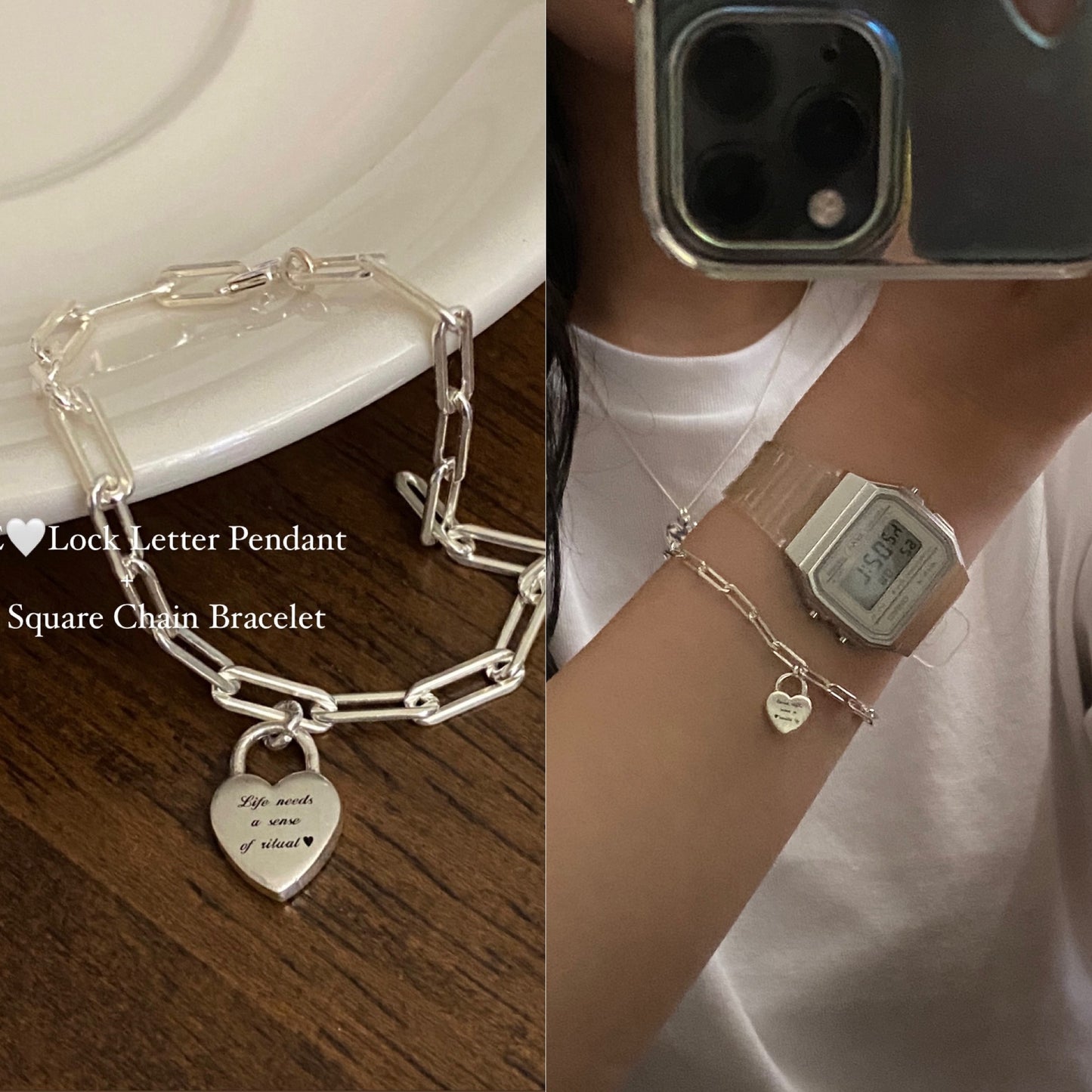 [925silver] 客制刻字 LOVE Lock Letter Necklace/Bracelet